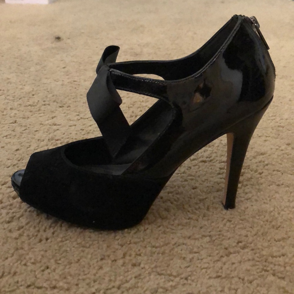 WHBM Suede and Patten Leather Peep Toe Pump - Picture 3 of 5